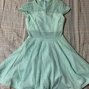 Mint skater dress with mesh detailing